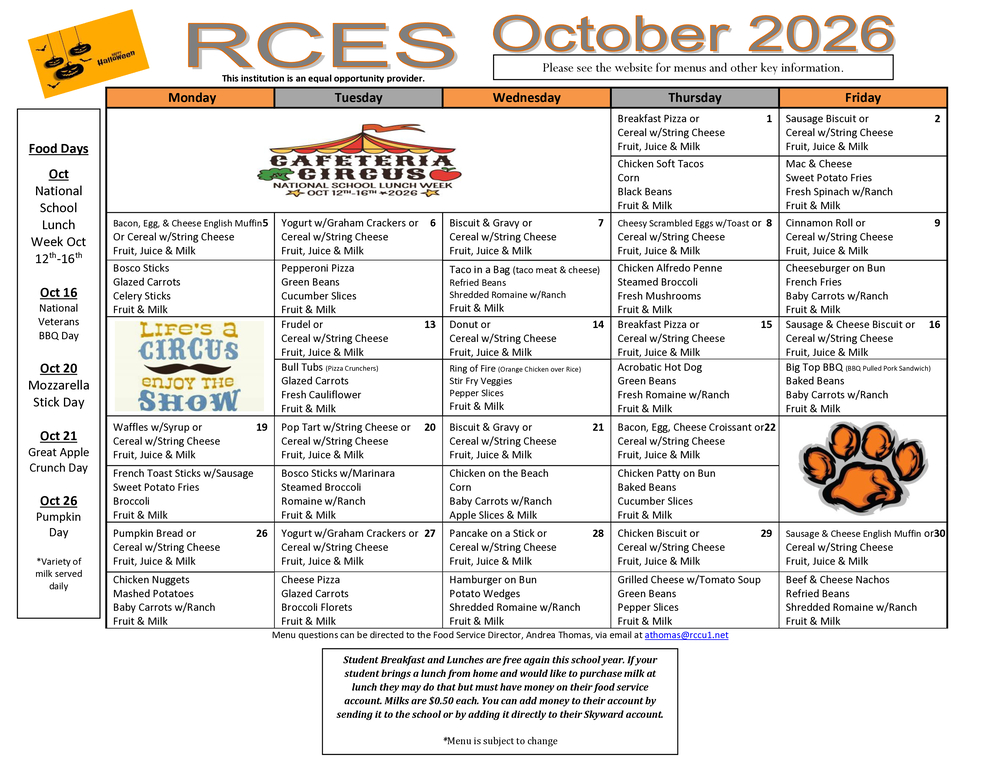 RCES Oct 26 Menu