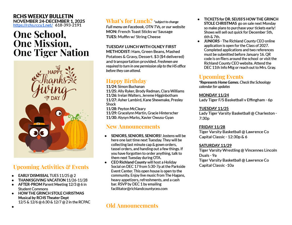 RCHS Weekly Bulletin