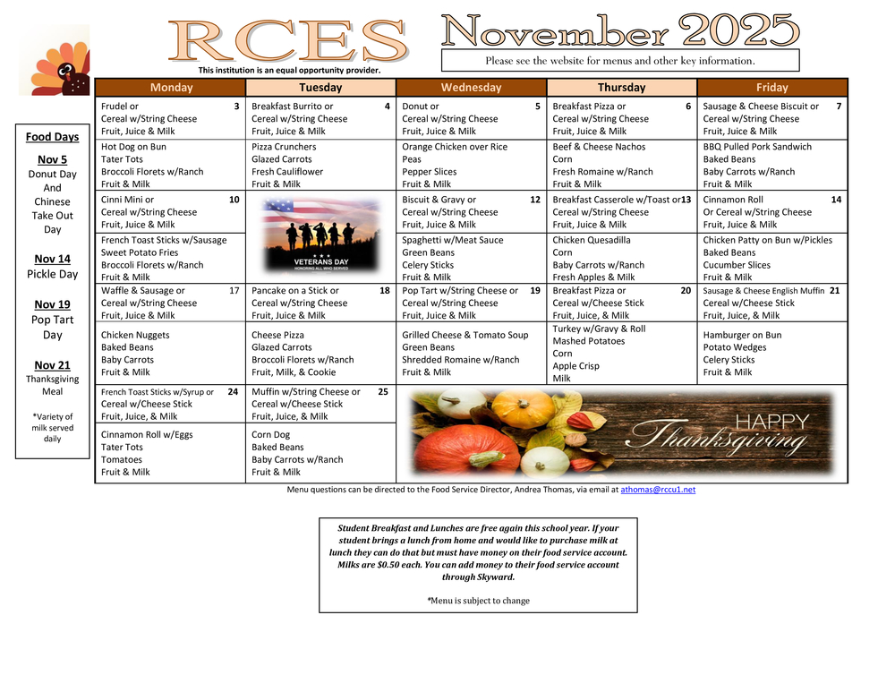 RCES Nov 2025 Menu