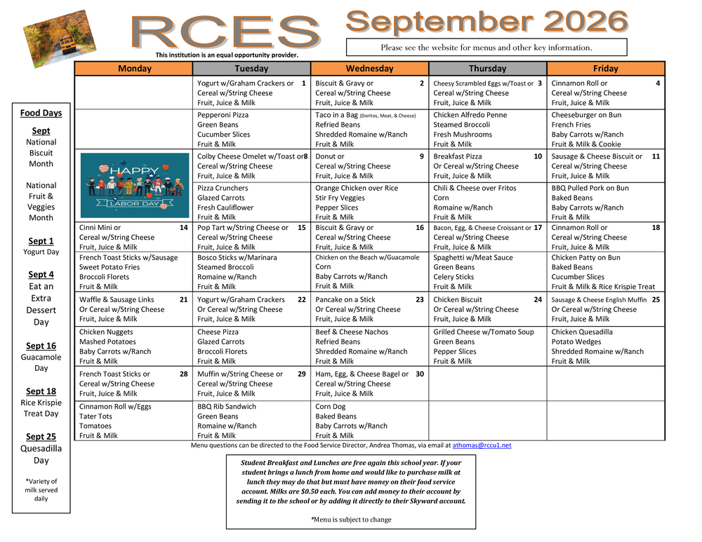 RCES Sept 2026 Menu