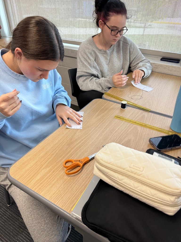 Learning to hand sew in Intro to FCS 