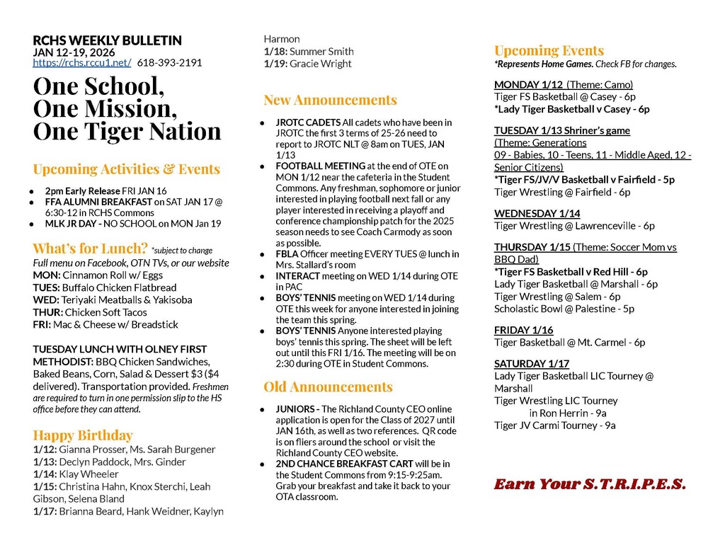 RCHS Weekly Bulletin