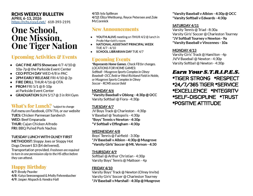 4/7-4/13 RCHS Weekly Bulletin