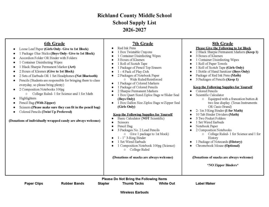 Supply List