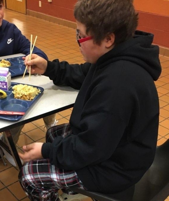 February 6th was National Chopstick Day. The students were issued chopsticks at lunch to try to eat their Orange Chicken over Rice with. We hope the students enjoyed this opportunity!