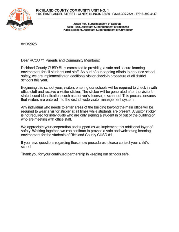 New Visitor Protocol for Richland County Schools