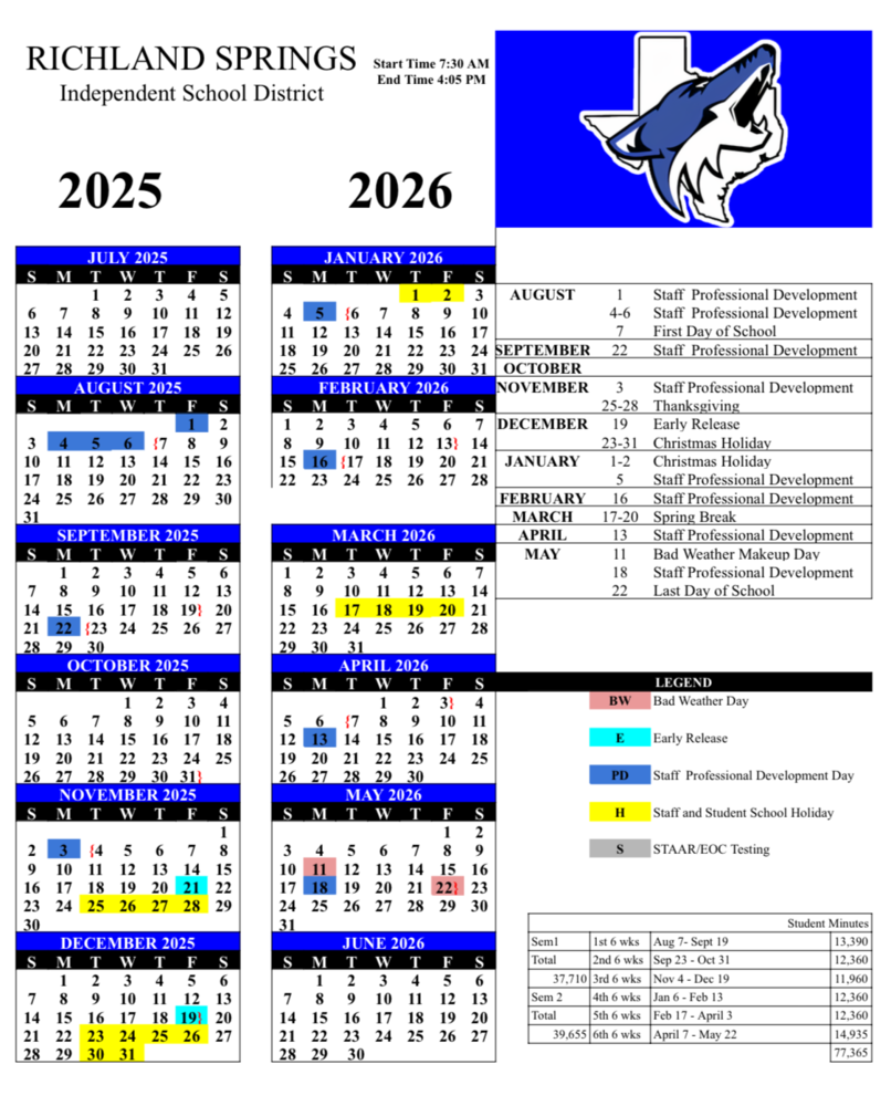 RSISD 25-26 School Calendar