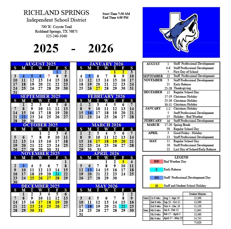 UPDATED 2025-2026 Calendar