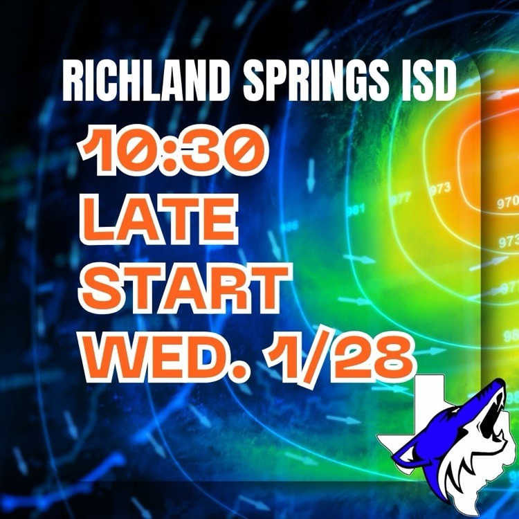 Late start Wednesday, 1/28, 10:30AM