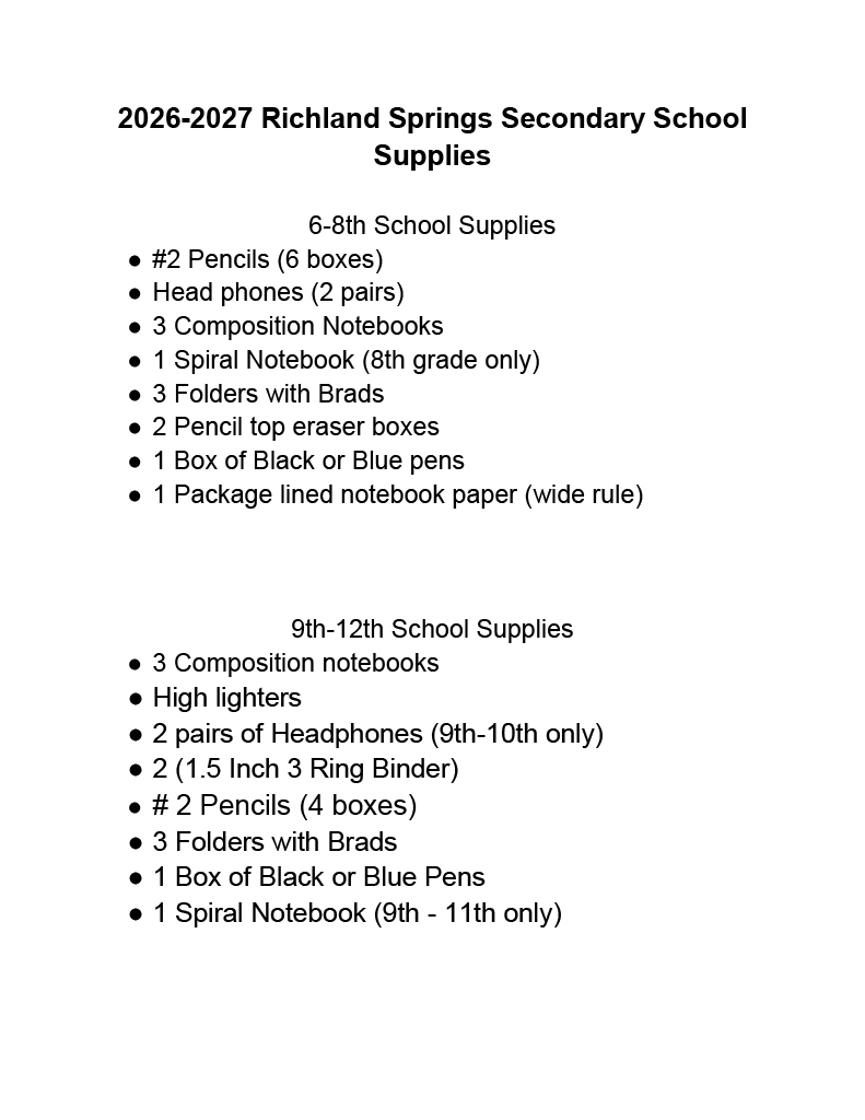 26-27 School Supplies