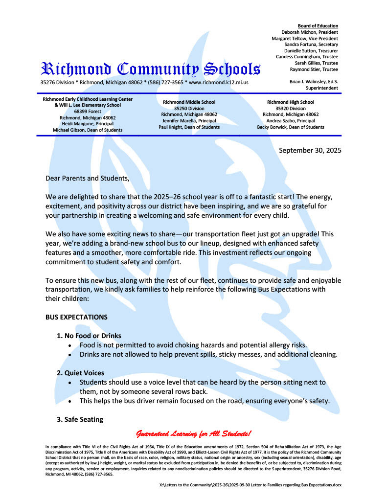 Bus Rules Page 1