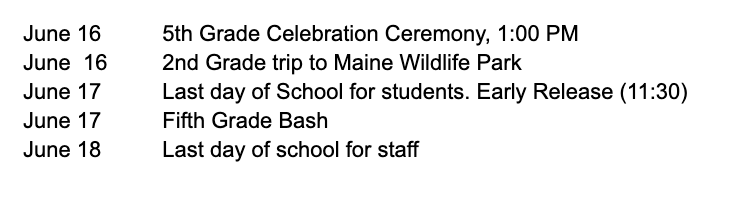 Final June dates