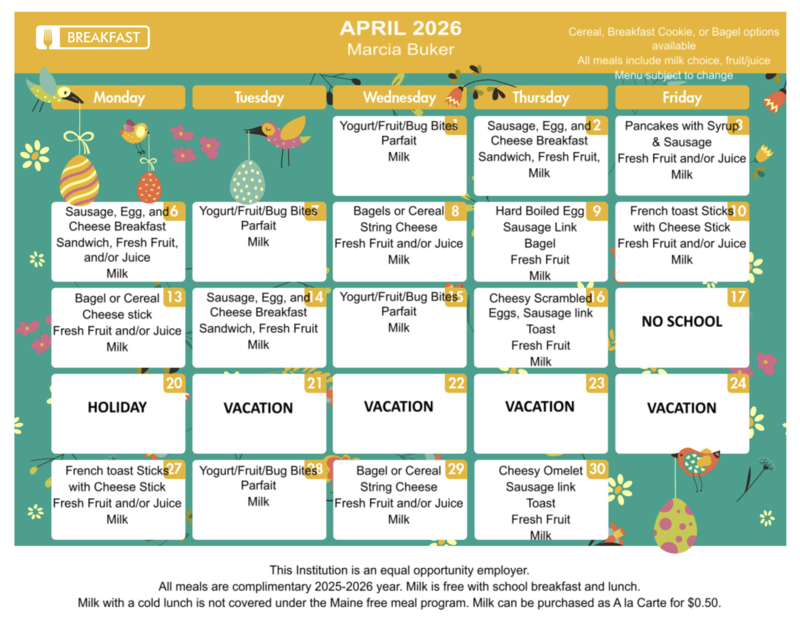 April Breakfast Menu
