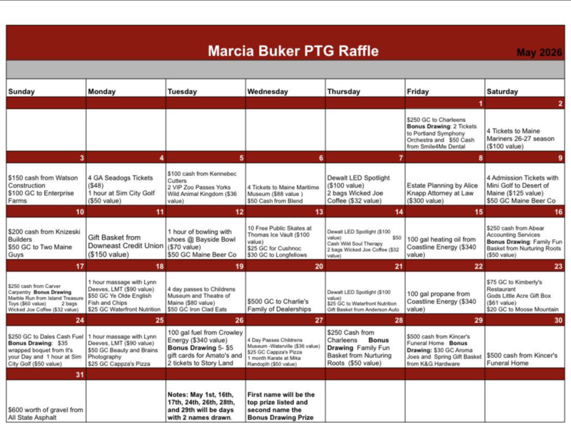 Raffle calendar