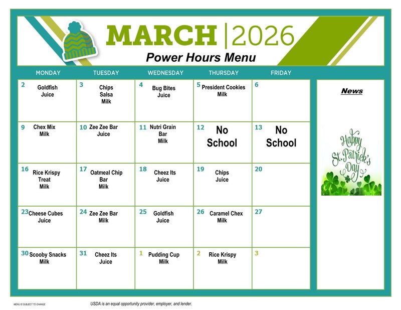 Power Hours Menu