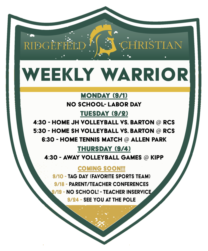 Weekly Warrior 9/1-9/5