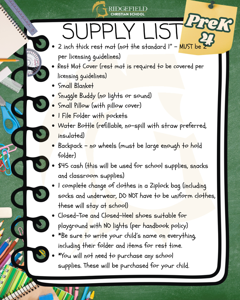 PreK 4 Supply List