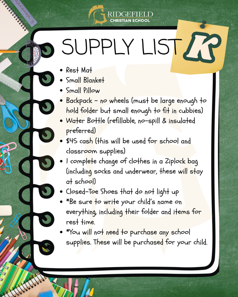 Kindergarten Supply List