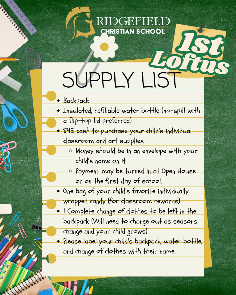 1st Loftus Supply List