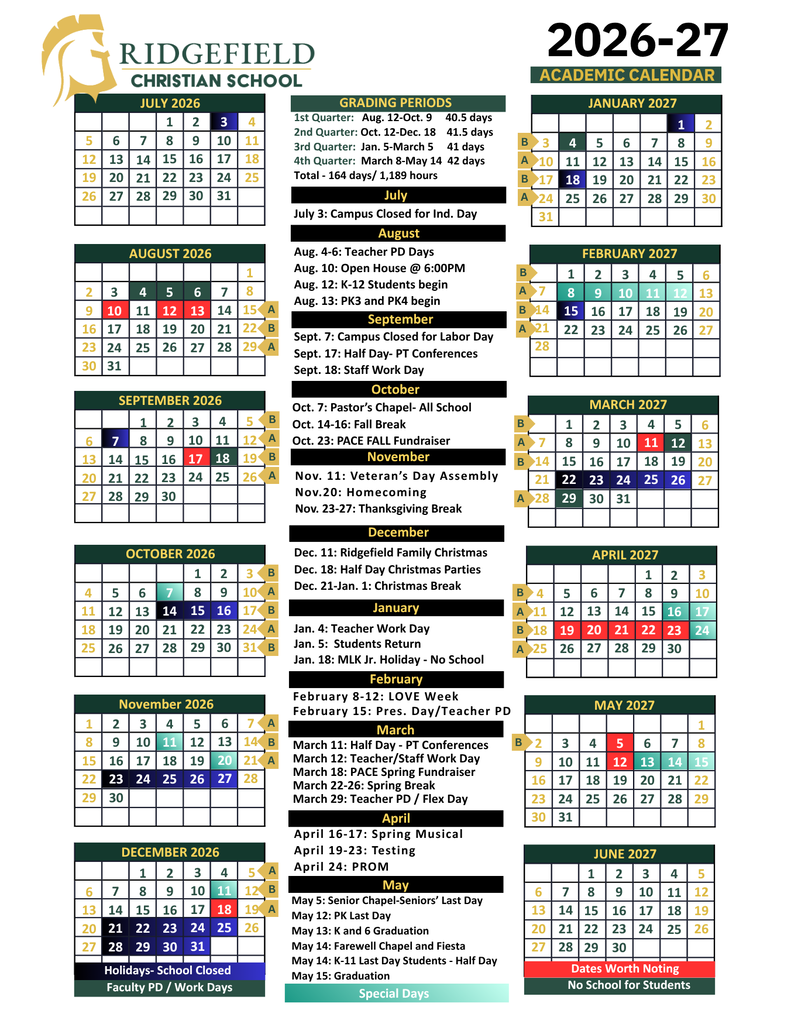 2026-27 Academic Calendar