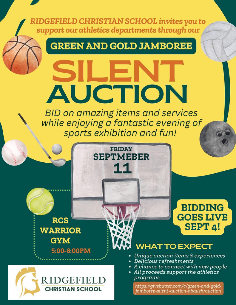 Green & Gold Jamboree Sept 11.   The silent auction is set to go live Sept 4 and will run through 7:30pm of Green and Gold Night Sept 11