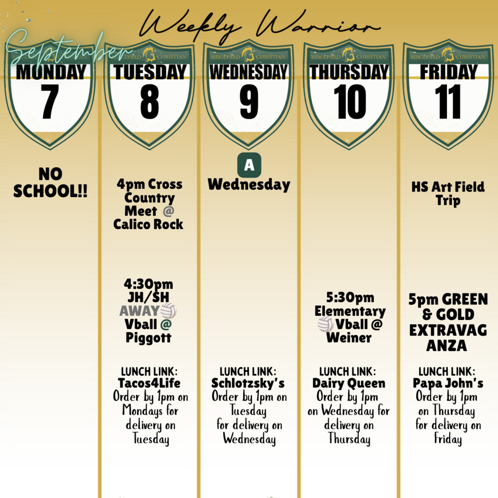 Weekly Warrior 9/7-9/11