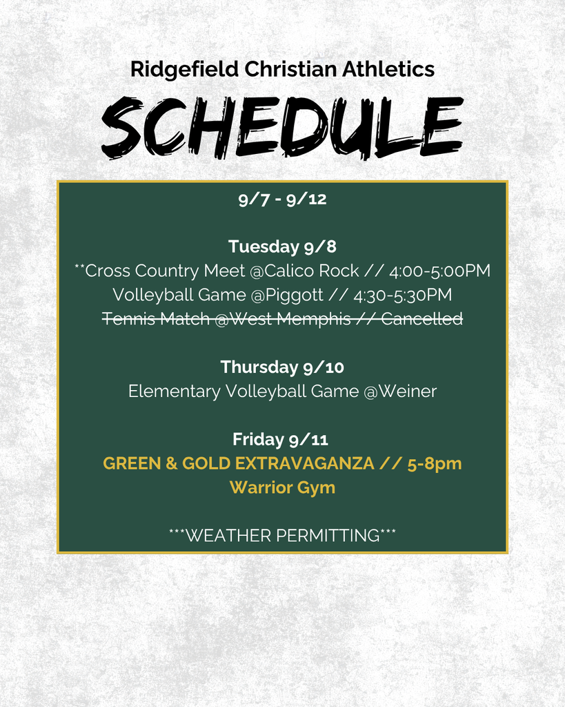 RCS Weekly Athletic Schedule 