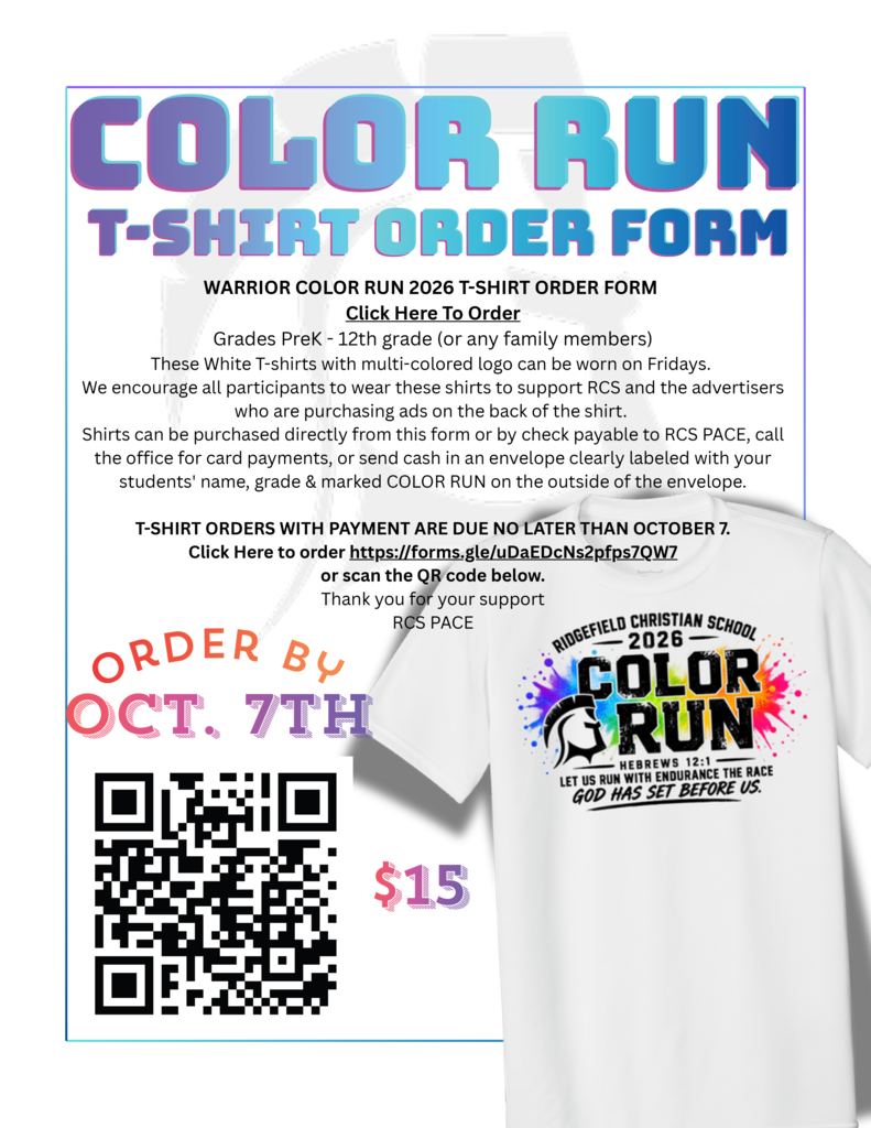 Color Run T-Shirt Order Form