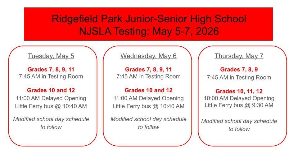 NJSLA testing schedule