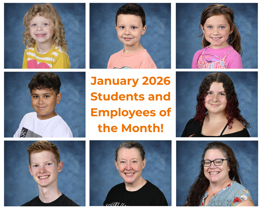 Collage of the January 2026 students and employees of the month