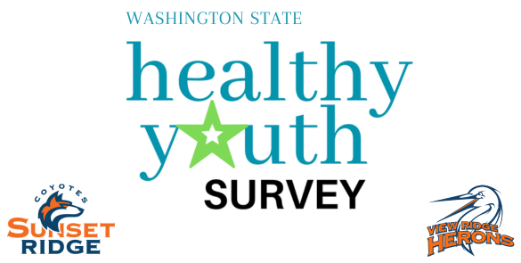 Logos for Sunset Ridge Intermediate School and View Ridge Middle School with the words "Washington State Healthy Youth Survey"