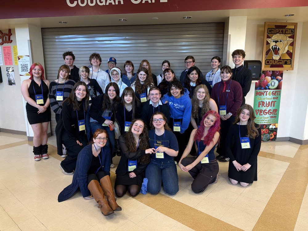 RHS students with Technical Theatre Director Shelle House at the annual Thespy awards