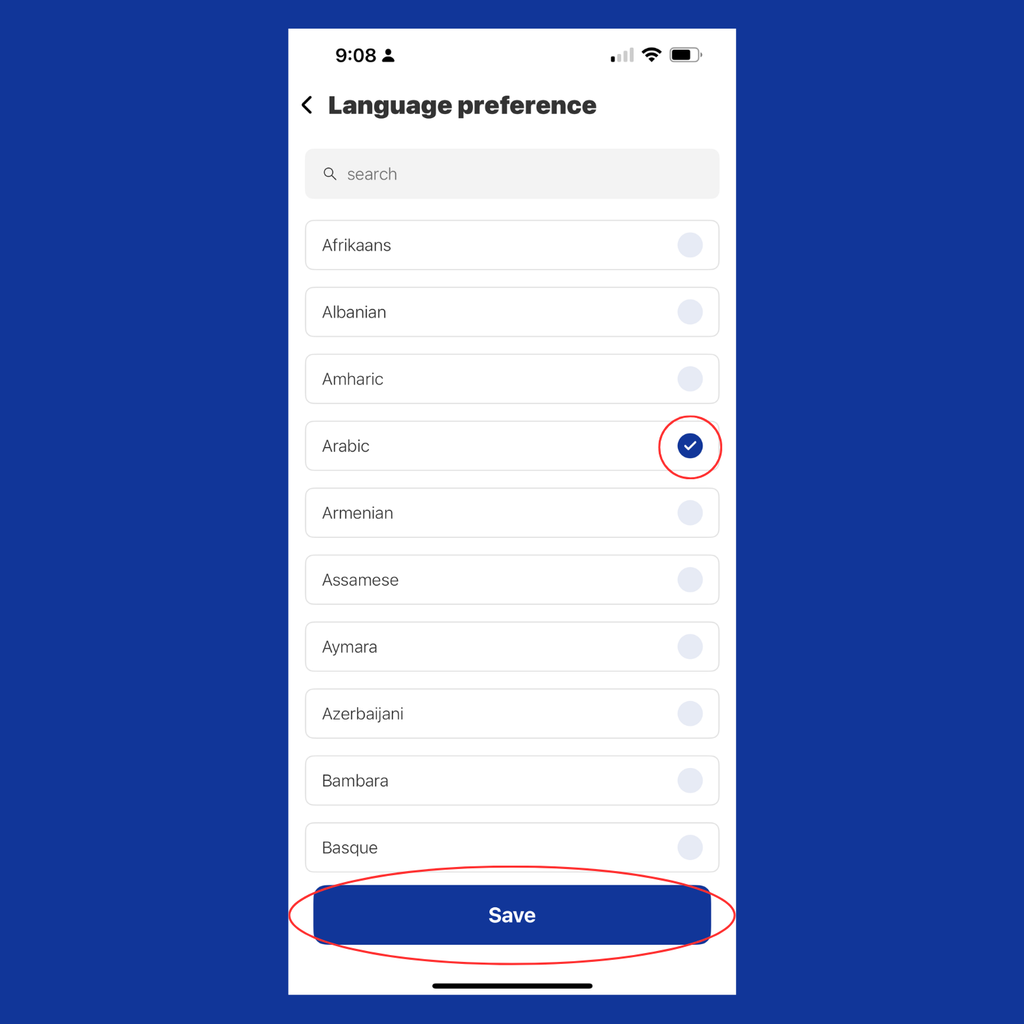select language