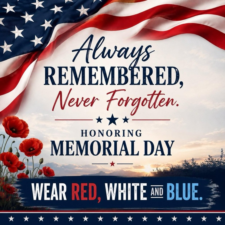 Memorial Day wear red white and blue