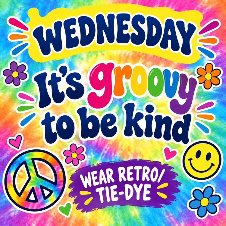 It’s groovy to be kind. Wear retro/tie-dye