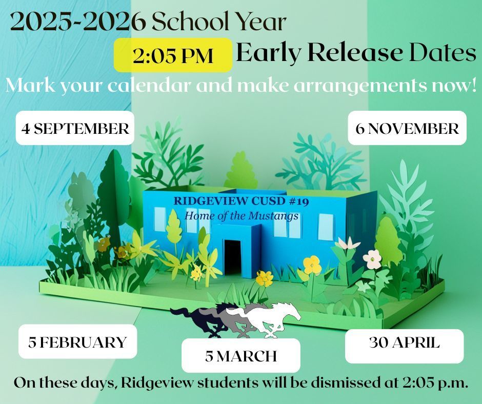 Early Dismissal Dates 2025-2026 School Year
