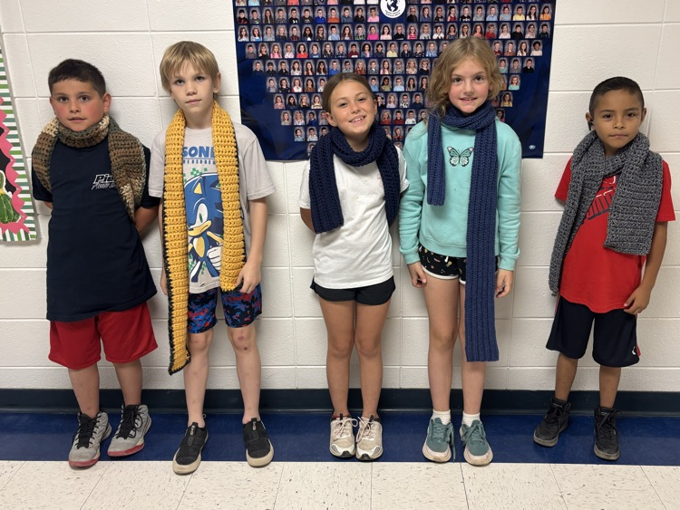 students in new hats and scarves