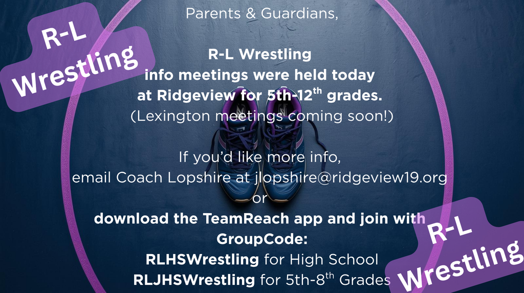 Wrestling Season is coming soon! Email Coach Lopshire for more info!