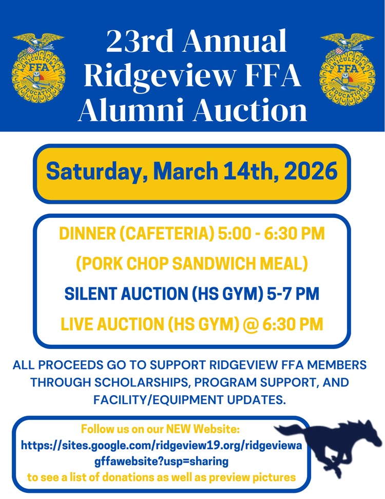 23rd Annual Ridgeview FFA Alumni Auction