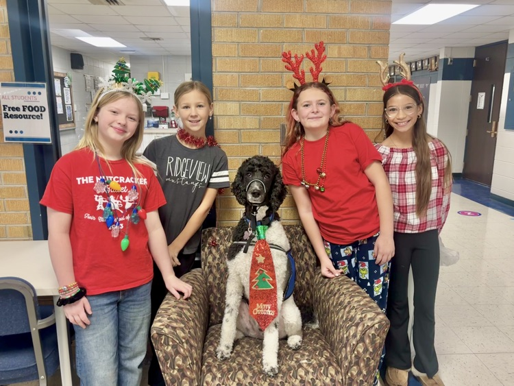 dog with group of students 