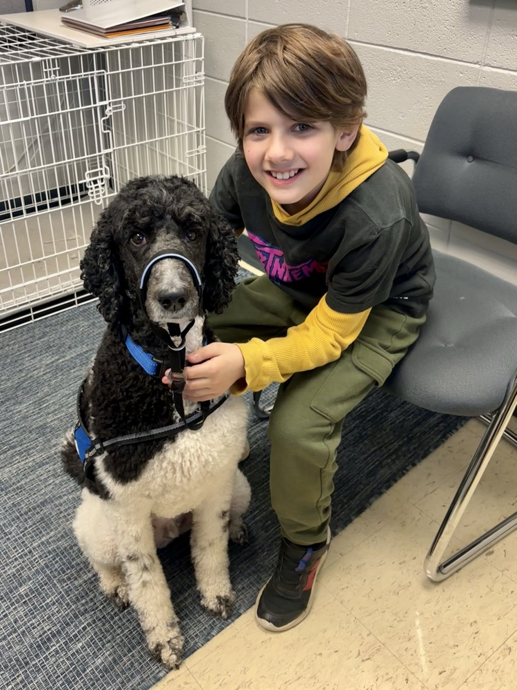 student with dog 