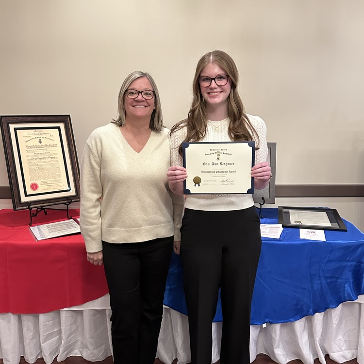 Sons of the American Revolution award winner Gabi Wagoner with school counselor Ms. Winterland  
