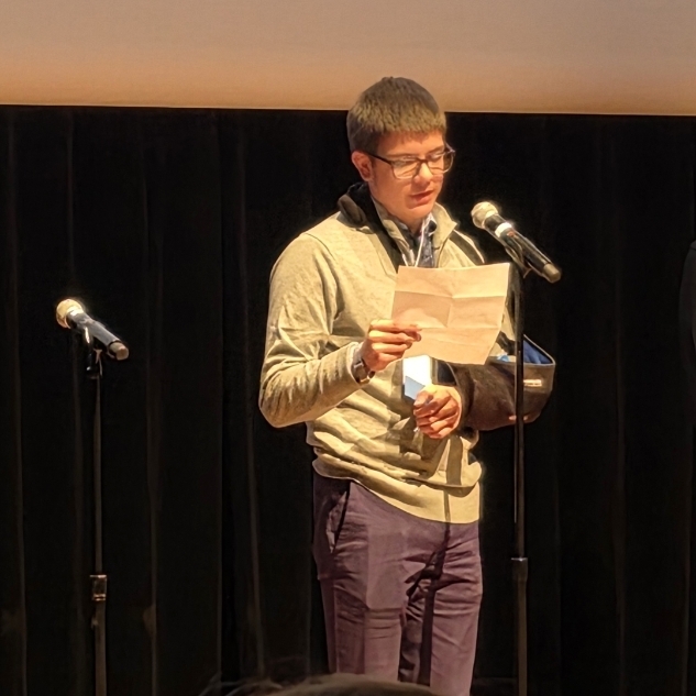 Sean Connor reciting his winning poem