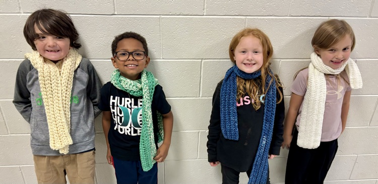 kids wearing scarves