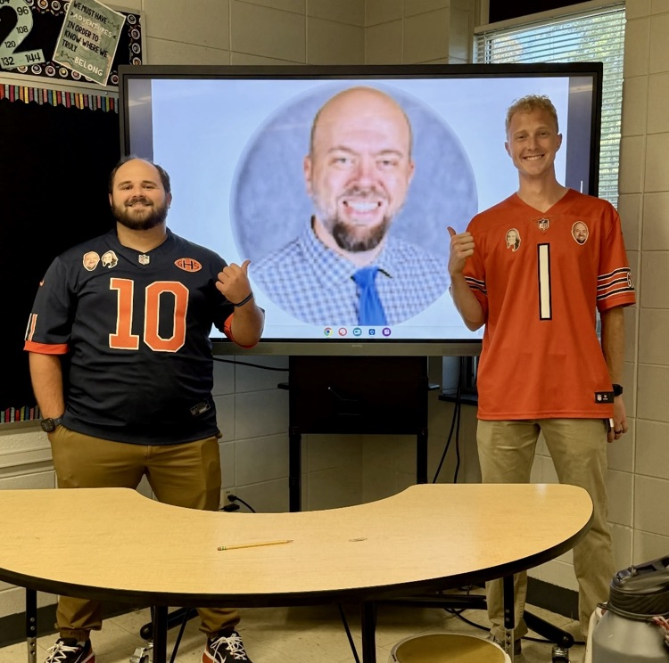 teachers wearing principals face stickers