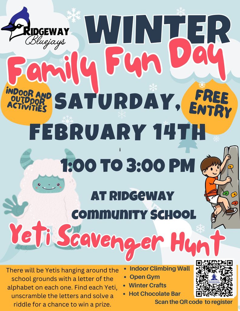 Winter Family Fun Day - Sat. Feb. 14 from 1 to 3 PM