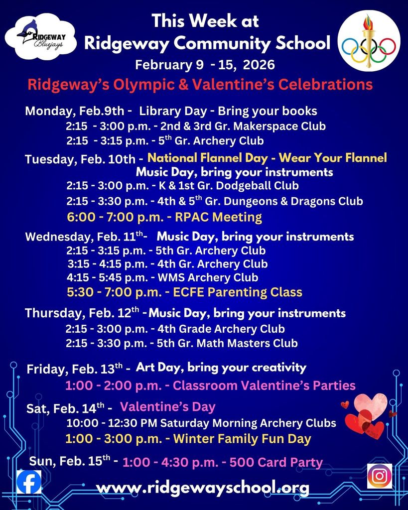 This week at Ridgeway - February 9 to 15th