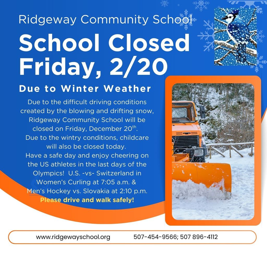 Ridgeway Community School Closed - Fri., Feb. 20th