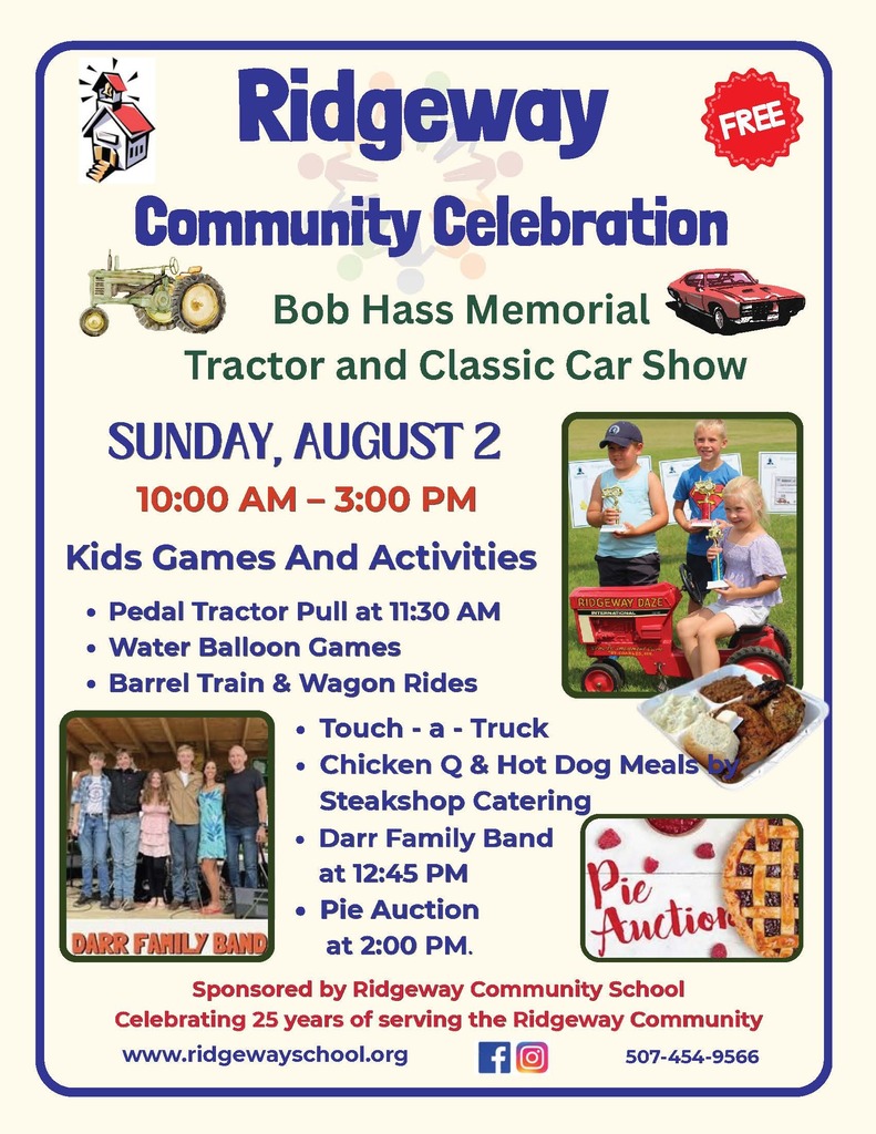 Ridgeway Community Celebration Flyer - Aug. 2, 10 AM to 3 PM