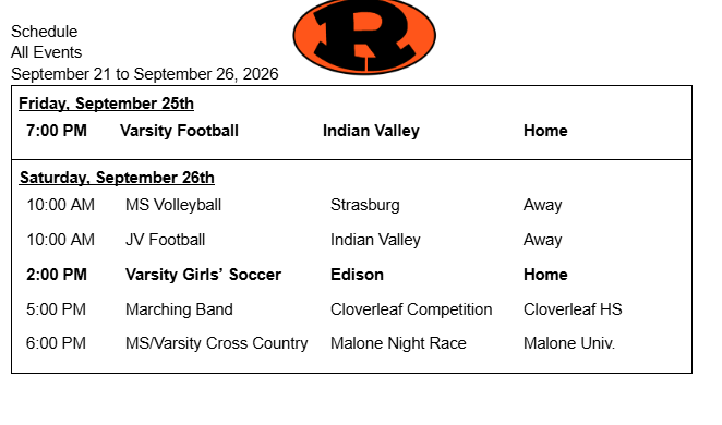 Weekly Schedule #2